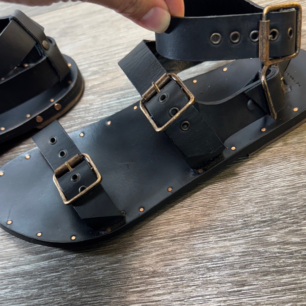Beek black leather sandals woman’s size 8 (s177) - Picture 2 of 8
